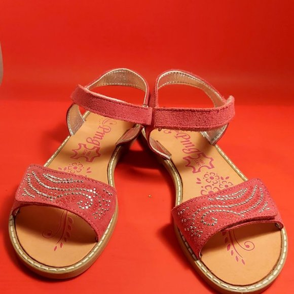 PMG Brand New Real Suede Girls Pink Sandals size 32 (US 1) - Picture 5 of 7